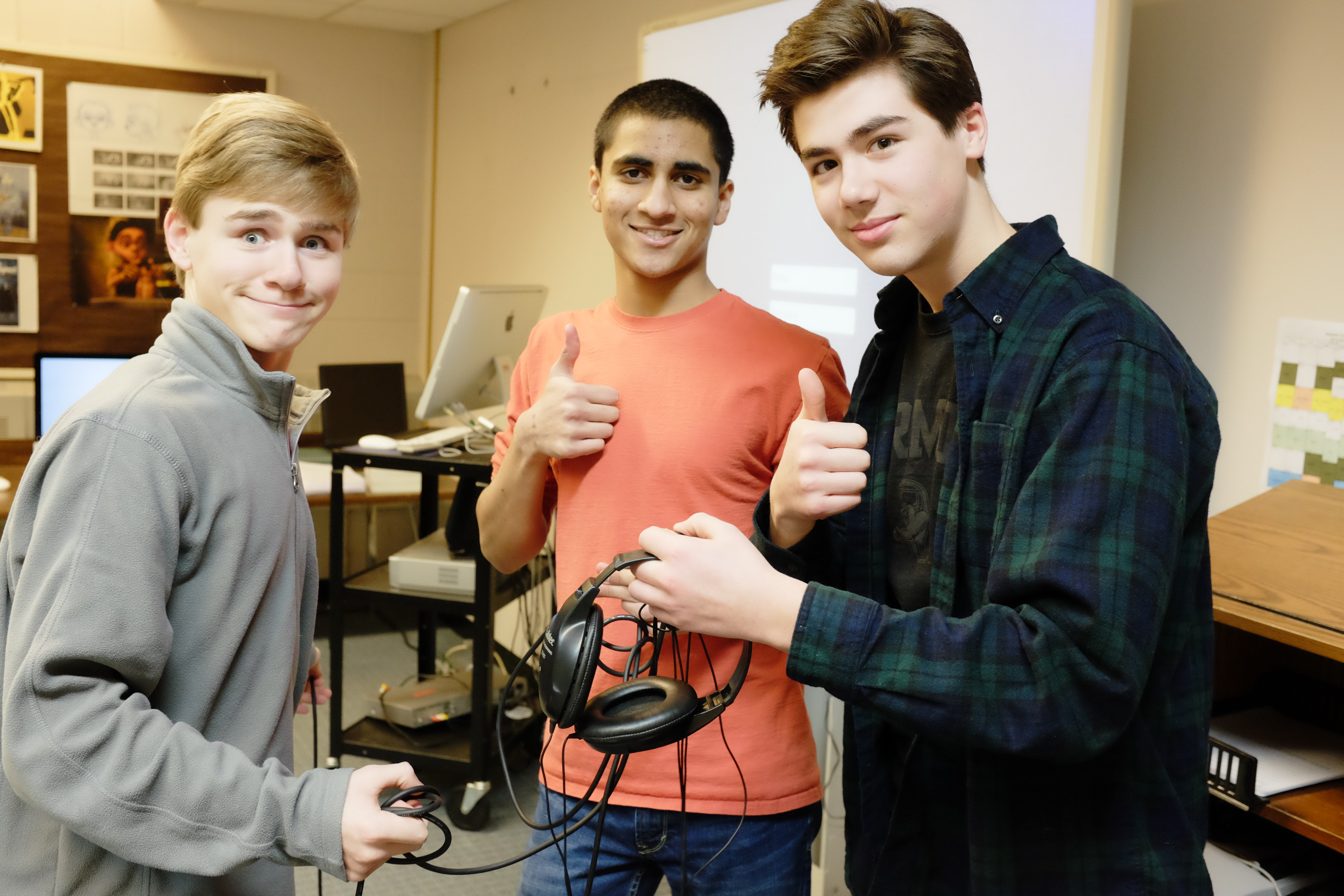 Owen, Manan and Connor untangle cables--and have fun doing it!